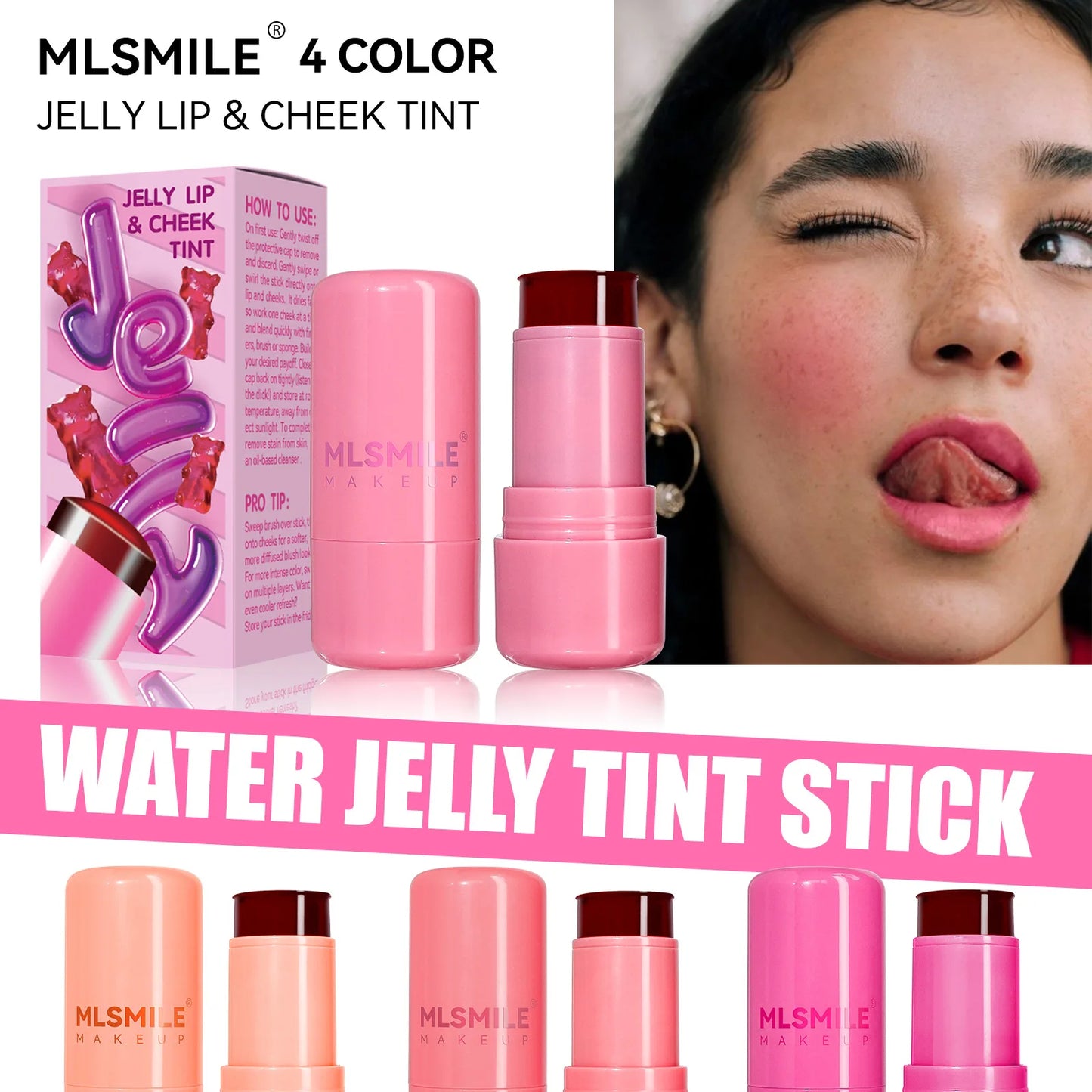 Jelly Tint Lip Gloss, Milk Jelly Tint Jelly Blush Stick, Sheer Lip & Cheek Stain