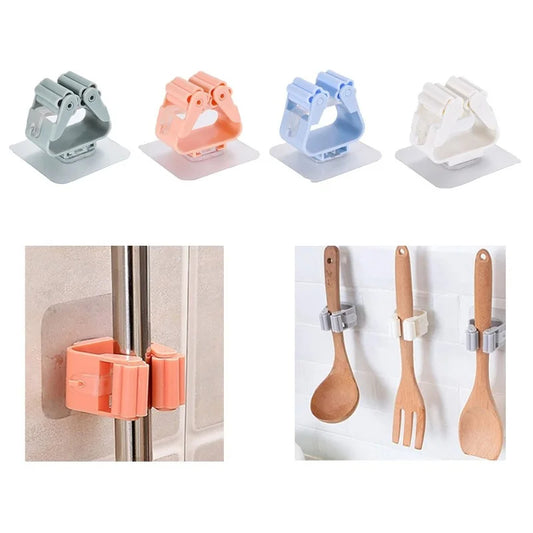 Mop Rack Bathroom accessories Wall Mounted Shelf Organizer Hook Broom Holder Hanger Behind Doors/On Walls Kitchen Storage Tool