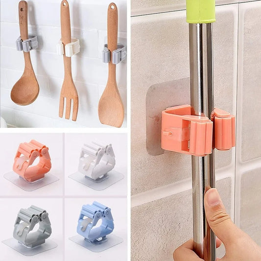 Mop Rack Bathroom accessories Wall Mounted Shelf Organizer Hook Broom Holder Hanger Behind Doors/On Walls Kitchen Storage Tool