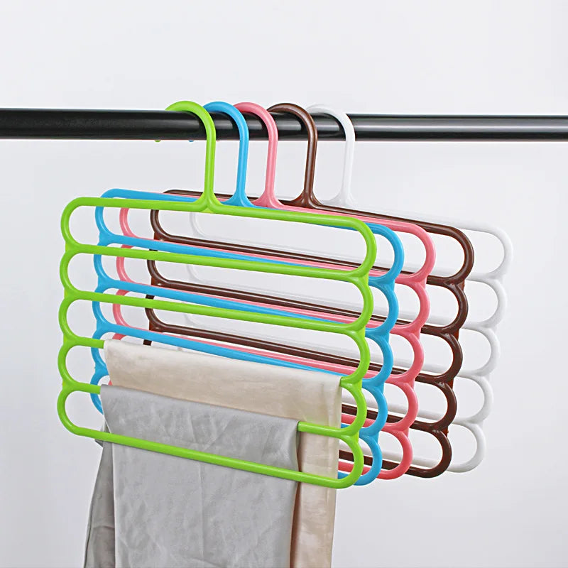 5 Pieces Clothes Hangers Trousers Hangers Holders Closet Storage Organizers 5 Layers Pants Towel Scarfs Racks Storage Organization