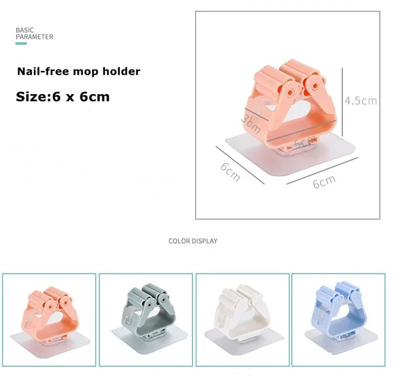 Mop Rack Bathroom accessories Wall Mounted Shelf Organizer Hook Broom Holder Hanger Behind Doors/On Walls Kitchen Storage Tool