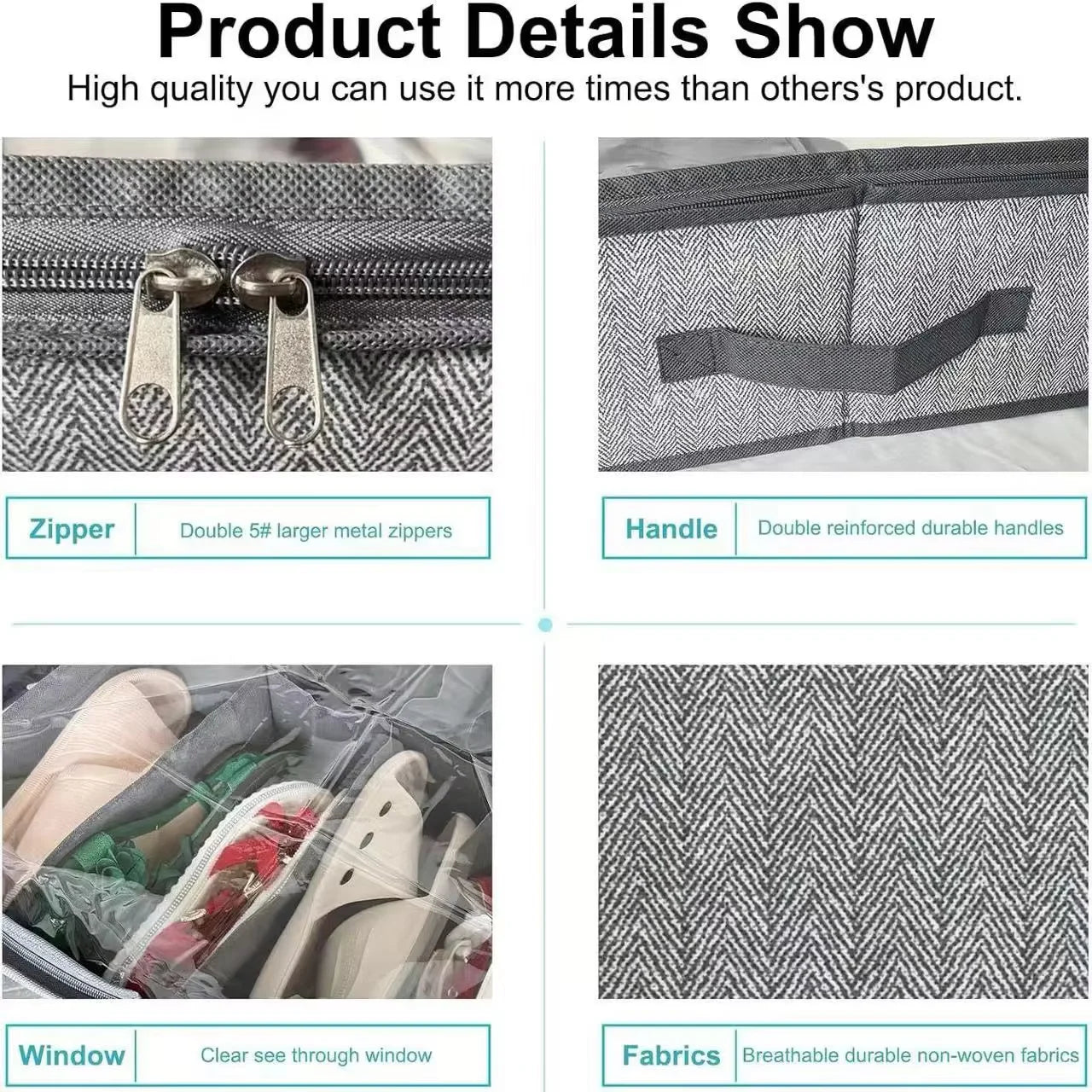 Under Bed Shoe Storage Organizer, can accommodate 12 to 16 pairs of shoes, with transparent window, breathable, foldable