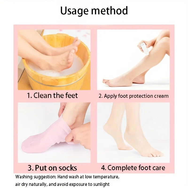 Silicon Gel Moisturizing Sock, Foot Care Protector, Women Foot Spa Pedicure Silicone Sock, Pedicure Socks For Dry Cracked Feet Heel And Soften Rough Skin
