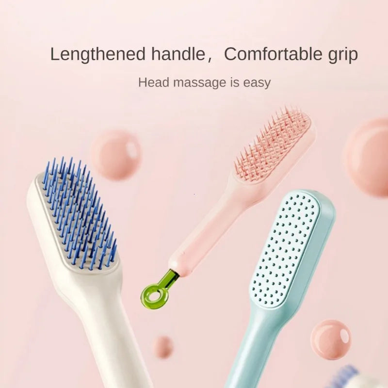 Self-Cleaning Anti-Static Massage Combs Telescopic Comb For Hair Scalp Cleaning Anti-Static Massage Comb