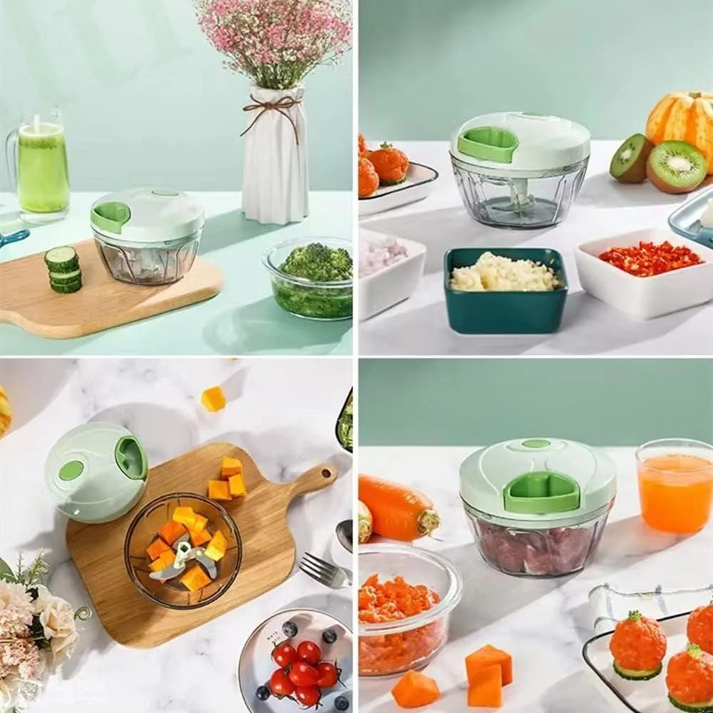 Vegetable Chopper Manual Food Chopper with Container Hand Pull String Veggie Cutter for Salad Garlic Nut Onion Cooking Tools