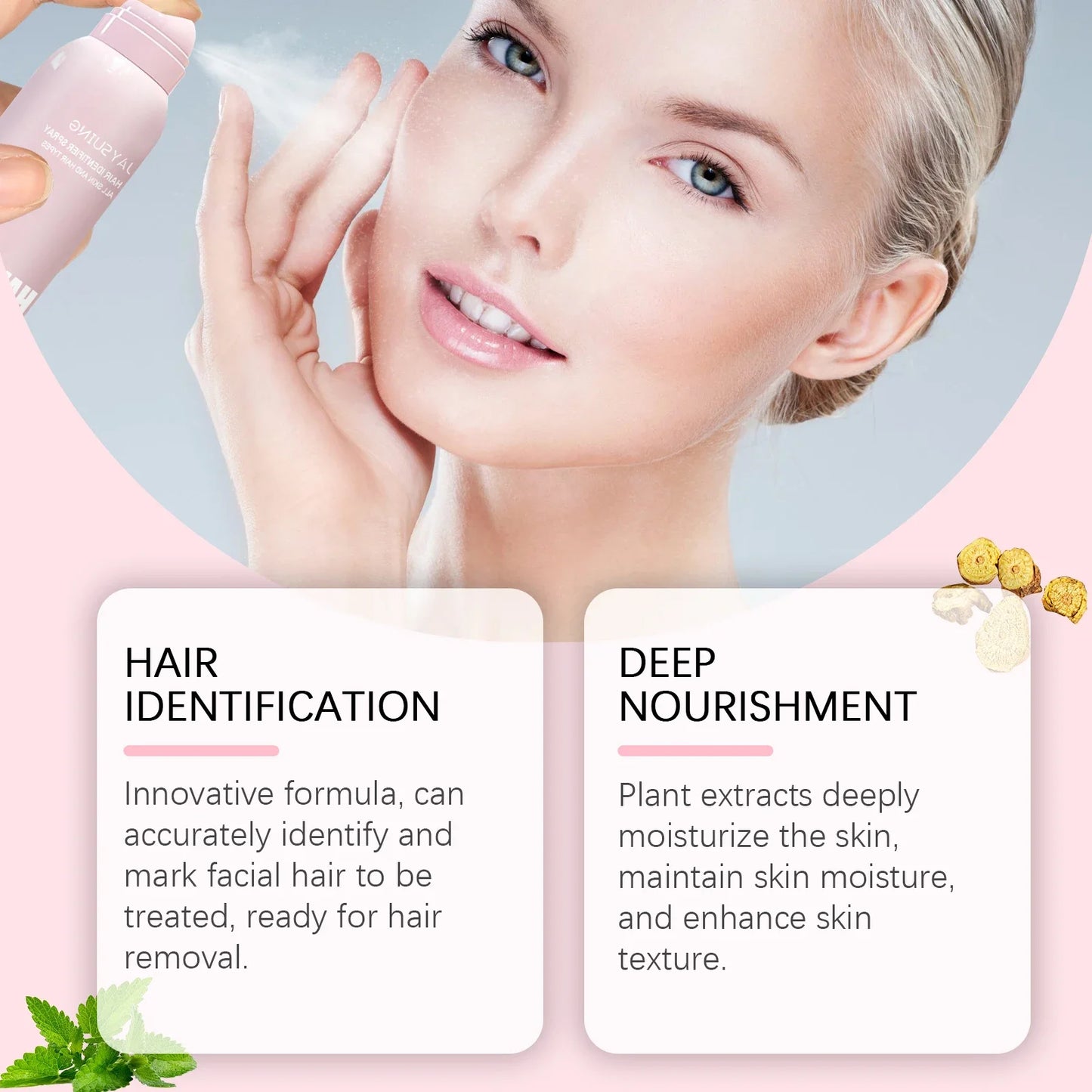 Hair Identifier Spray for Shaving Dermaplaning Spray with Razor Face Hair Removal Painless Cleanse Soothing Depilatory Mist Set