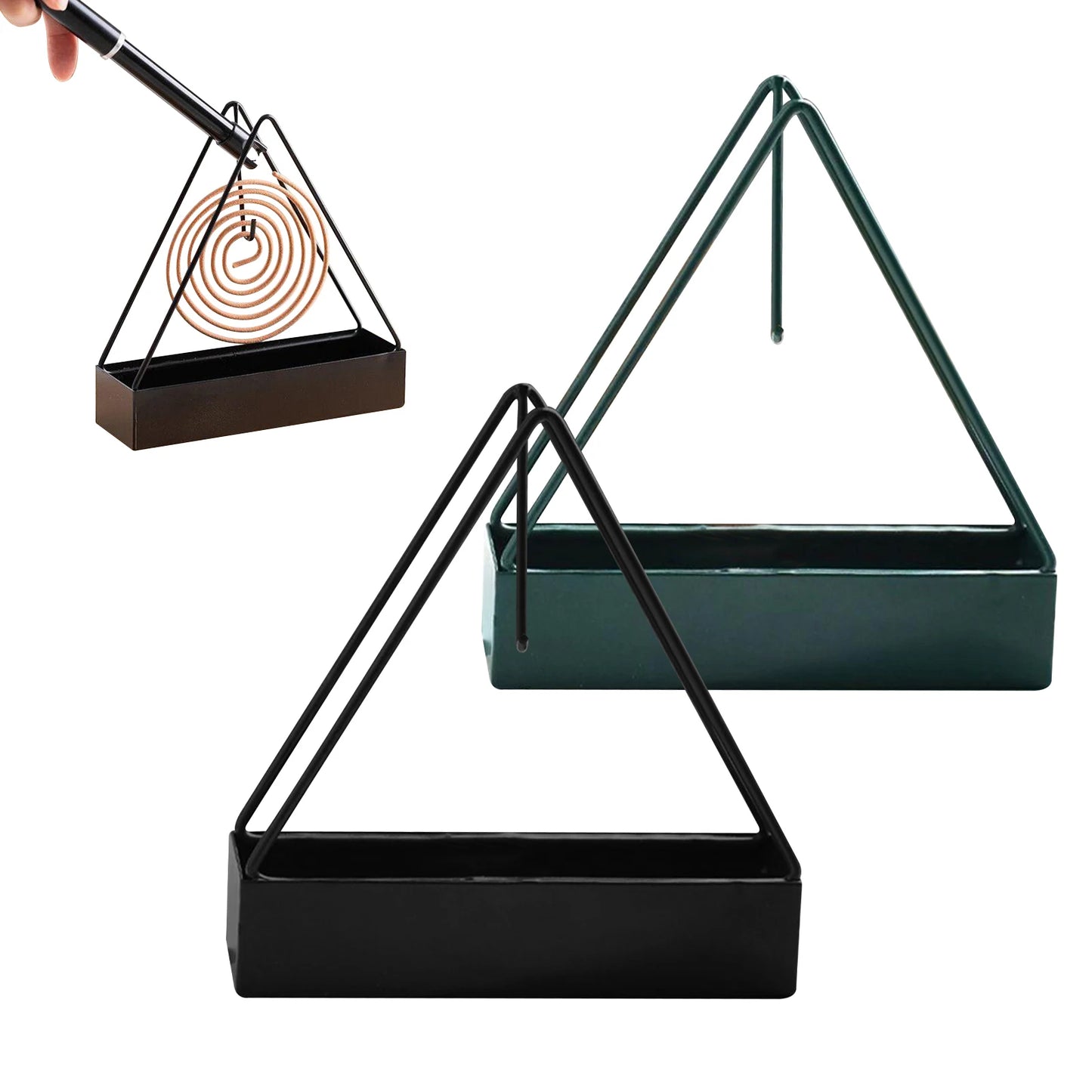 Anti-Scald Mosquito Coil Holder With Tray Creative Wrought Iron Triangular Shape Mosquito Repellent Incense Rack Home Decor Tool