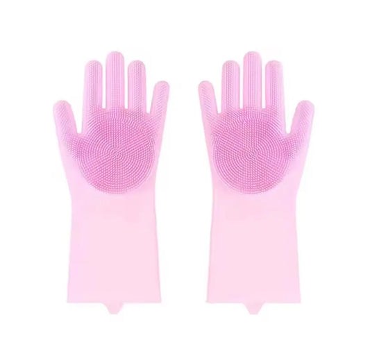 Dishwashing Cleaning Gloves Household Sponge Scrubber Magic Silicone Rubber Dish Washing Gloves Kitchen Cleaning Tools