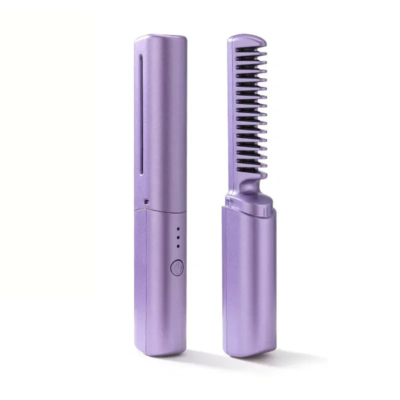 Mobile Heat Comb Portable Mini USB Rechargeable Hair Straightener Fast Heating Hair Straightening Styling Tool